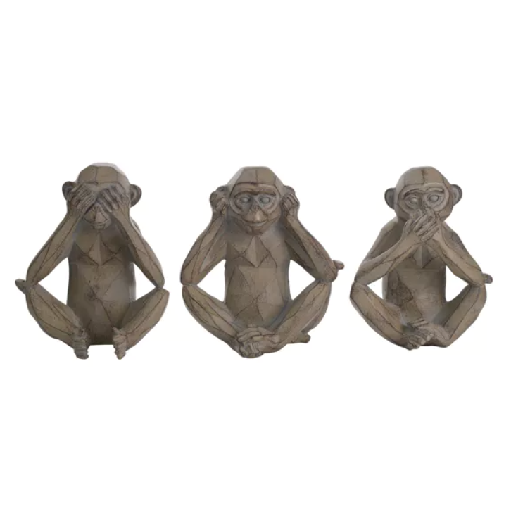 Geometric Cheeky Monkeys Set of 3