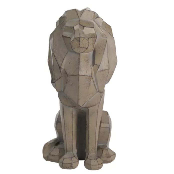 Geometric Sitting Lion Figurine