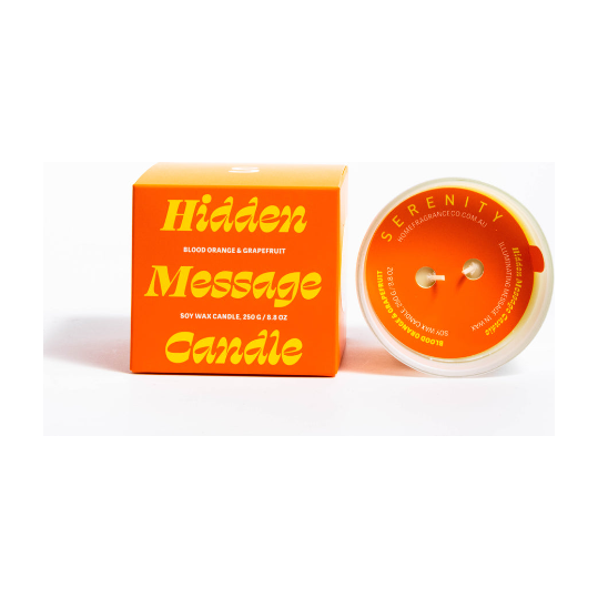 Serenity Blood Orange and Grapefruit Hidden Message Candle