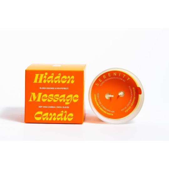 Serenity Blood Orange and Grapefruit Hidden Message Candle