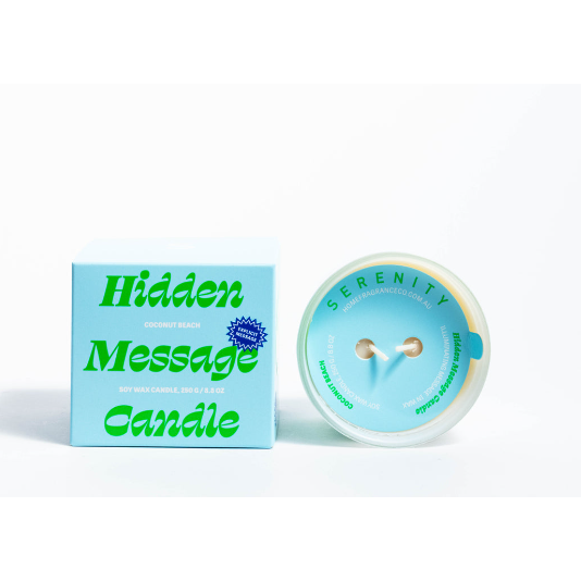 Serenity Coconut Beech Hidden Message Candle