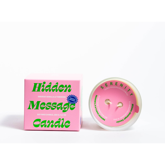Serenity Smoked Vanilla and Tuberose Hidden Message Candle