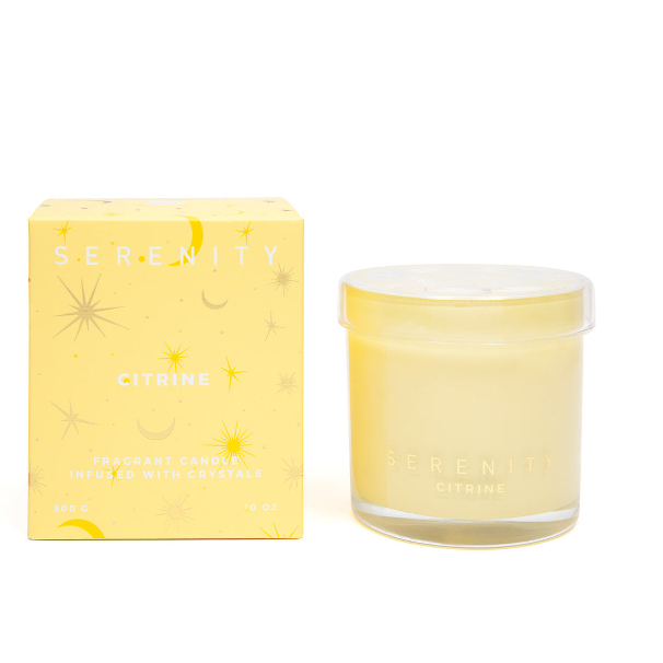 Serenity Energise And Citrine Crystal Candle