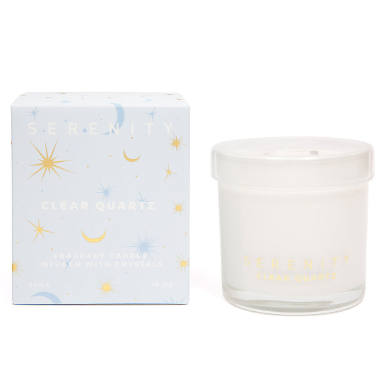 Serenity Healing And Clear Quartz Crystal Candle
