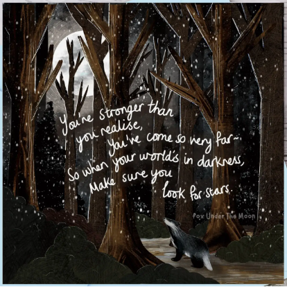 Fox Under The Moon Card - CF04 Look For Stars