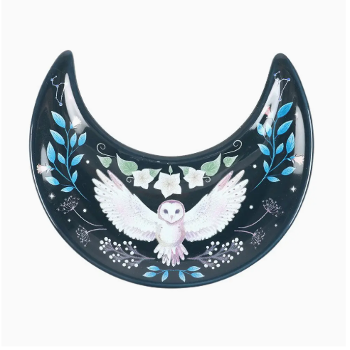 Crescent Moon Owl Trinket Dish
