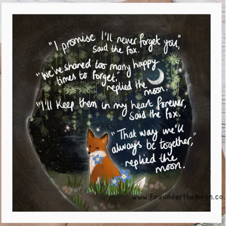 Fox Under The Moon Card - C2303 Forget-Me-Not