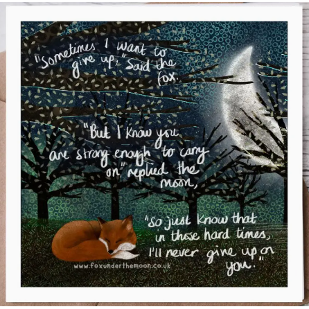 Fox Under The Moon Card - C2207 Never Give Up