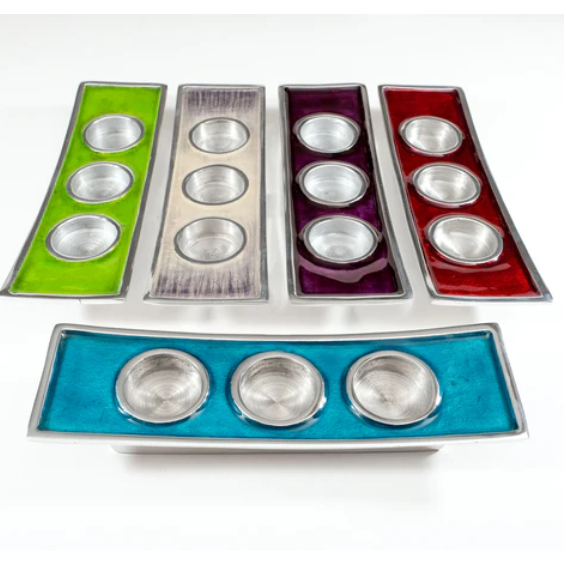 Tilnar Art Aluminium Collection - Triple Tea Light Holder Aqua