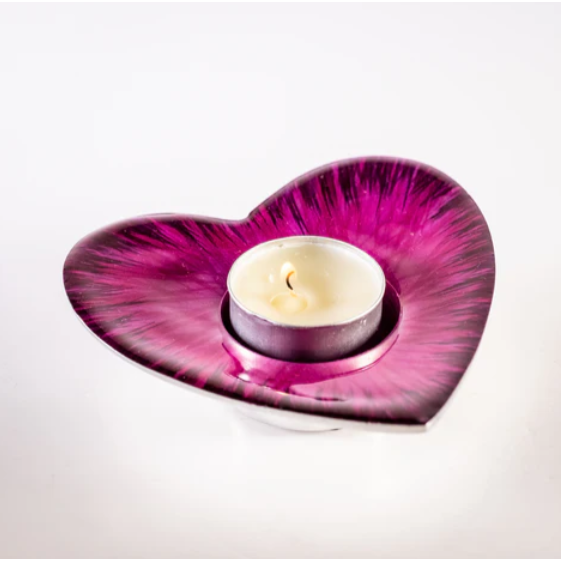 Tilnar Art Aluminium Collection - Heart Tealight Holder Brushed Pink