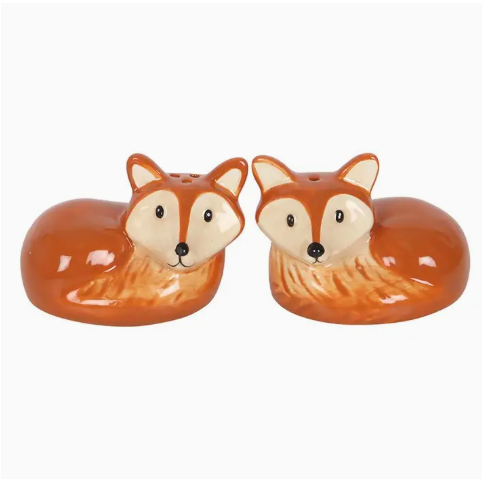 Ceramic Fox Salt and Pepper Shakers