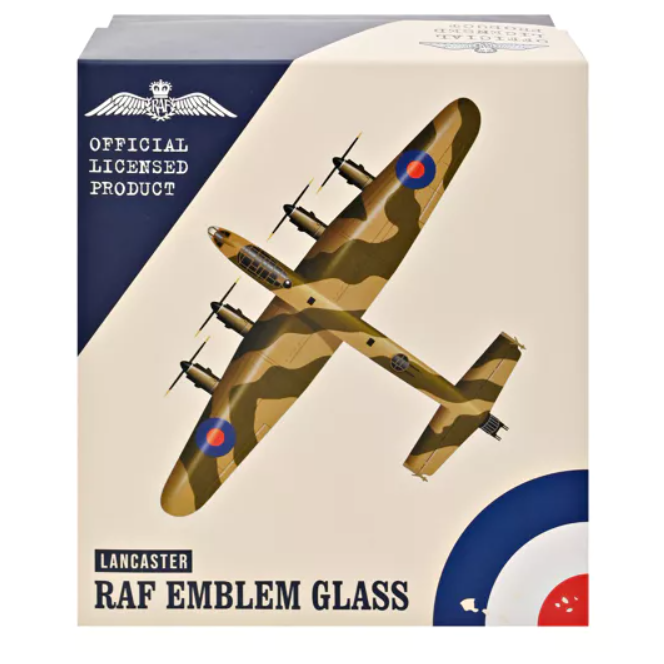 RAF Glass and Metal Lancaster Bomber Whiskey Tumbler