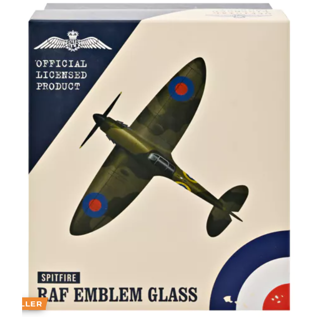 RAF Glass and Metal Spitfire Whiskey Tumbler