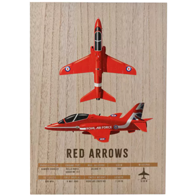 RAF Red Arrows Wood Effect A3 Wall Plaque
