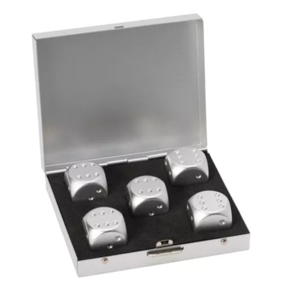 Silver Brushed Stainless Dice Set