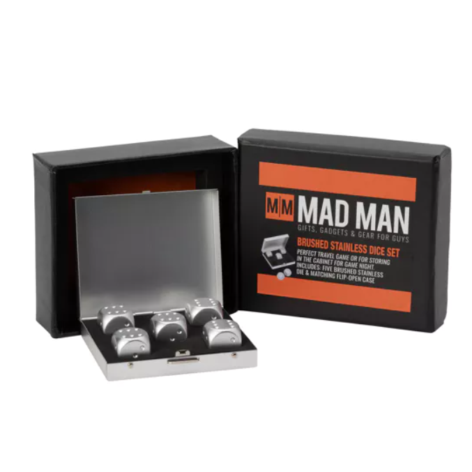 Silver Brushed Stainless Dice Set