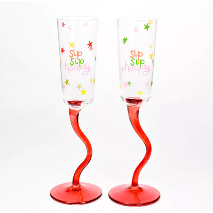 Wavy Stem Flute Glasses