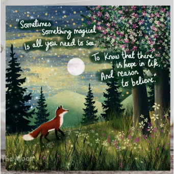 Fox Under The Moon Card - C2514 Magical