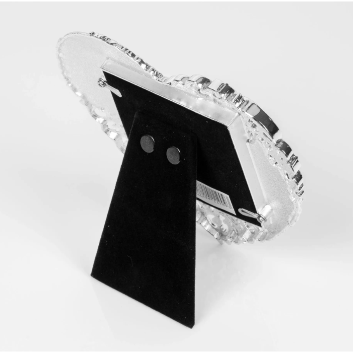 Satin Silver Plated See Through Scroll Heart Photo Frame