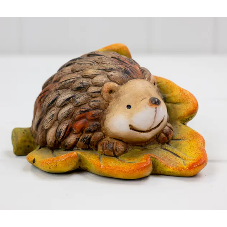 Ceramic Hedgehog On Leaf