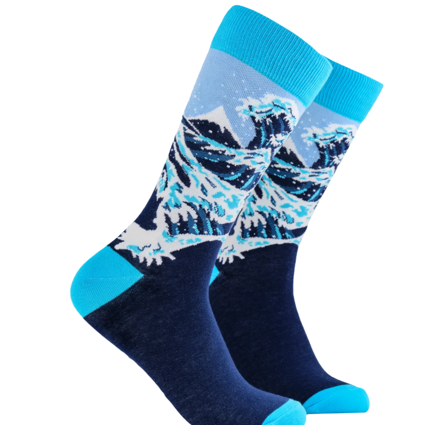Socktopus Mens Art Socks - The Wave - Navy #