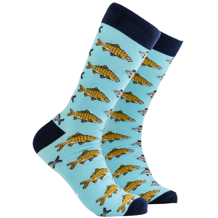 Socktopus Mens Carp Fish Socks - Carpe Diem - Aqua #