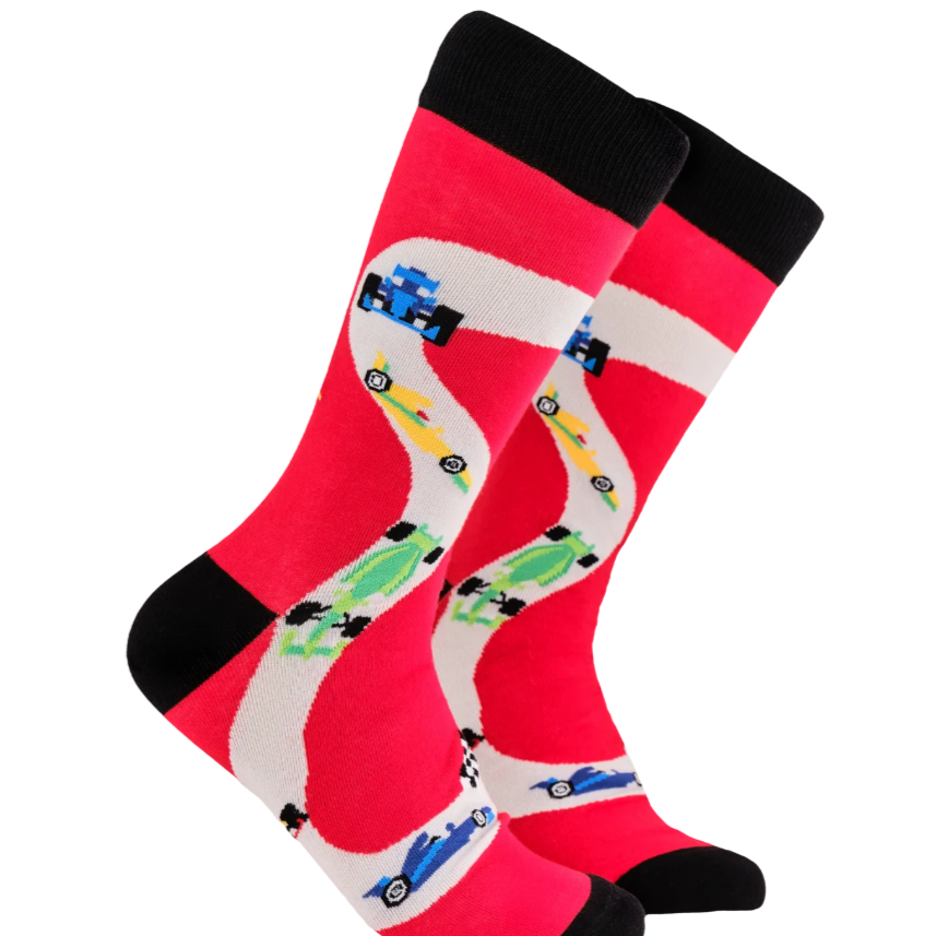 Socktopus Mens Formula 1 Socks - Chicanery - Red #