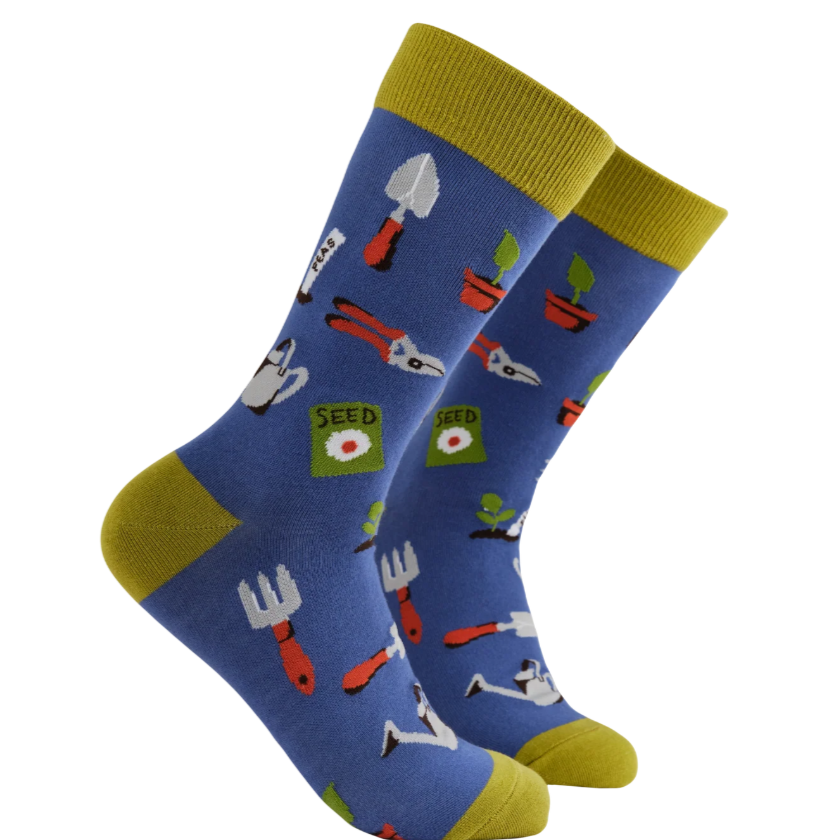 Socktopus Mens Gardening Socks - Green Toes - Blue #