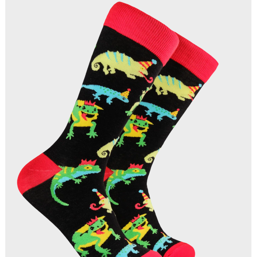 Socktopus Mens Party Lizard Socks - Black #