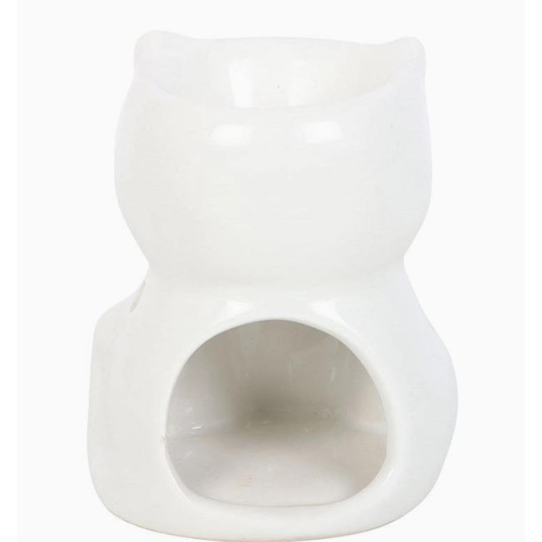 White Happy Cat Ceramic Oil and Waxmelt Burner