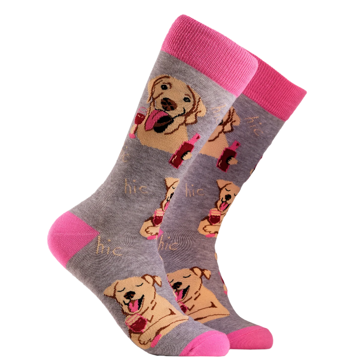 Socktopus Ladies Labrador Socks - Lab In Wine - Grey