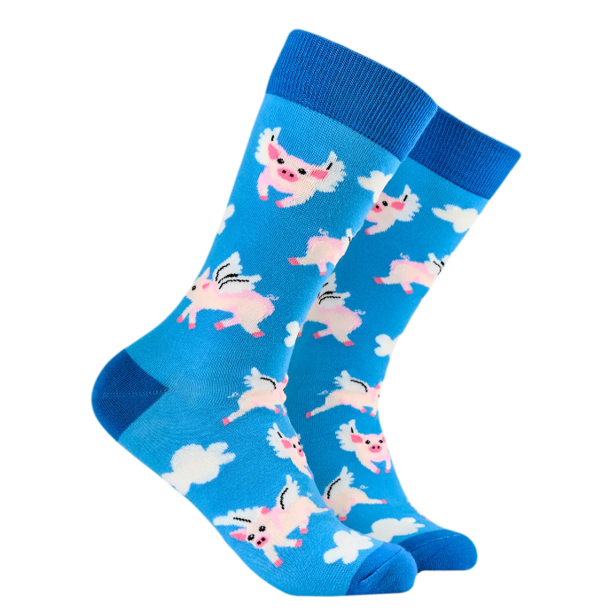 Socktopus Ladies - Pigs Can Fly Socks - Blue