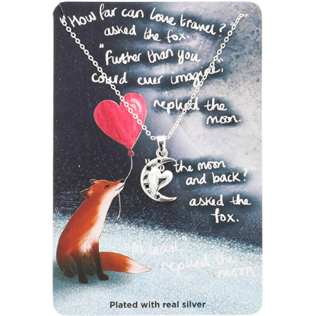 Fox Under The Moon - Moon And Back Silver Plated Necklace