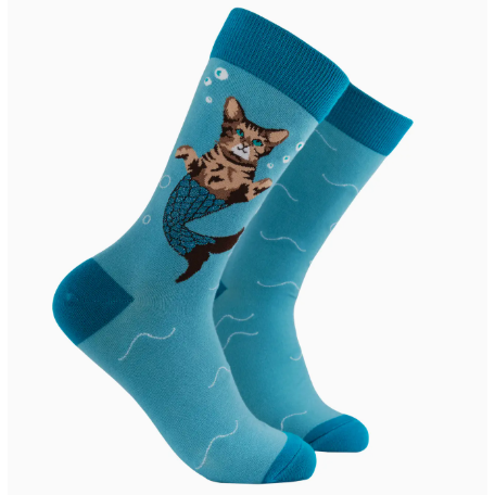 Socktopus Ladies - Cat Mermaid Socks - Purr-Maid - Aqua