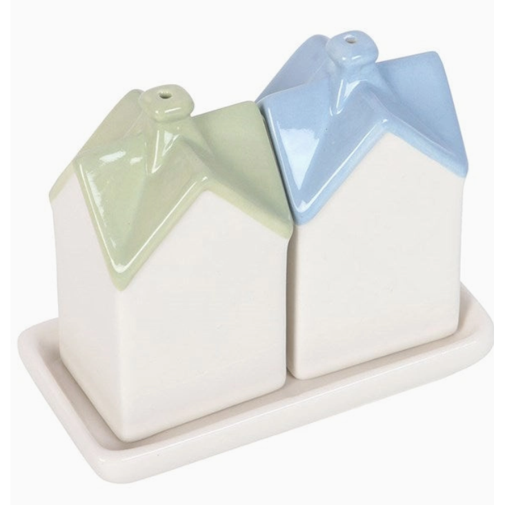 Pastel House Ceramic Salt and Pepper Shakers