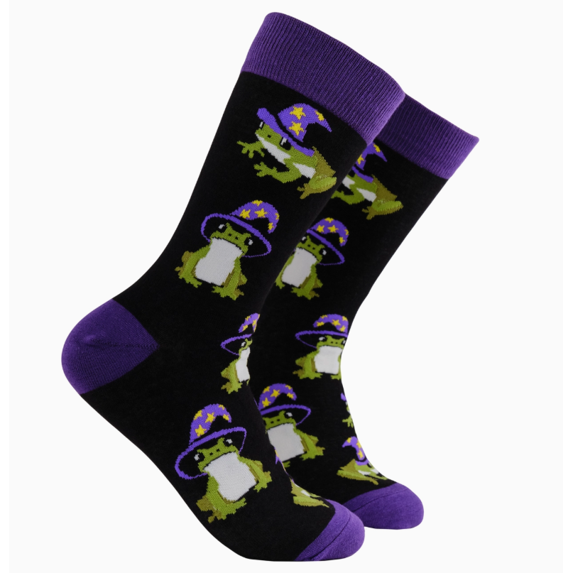 Socktopus Mens - Wizard frog Socks - Hocus Croakus - Black