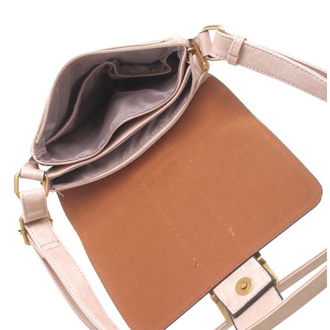Classic Flap Over Buckle Crossbody Bag - Pink