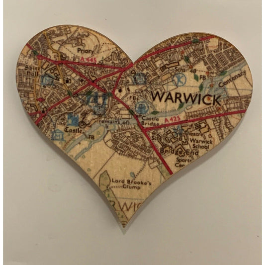 Warwick Castle O/S Map Heart Shaped Fridge Magnet