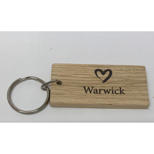 I (Heart) Warwick Oak Key Ring