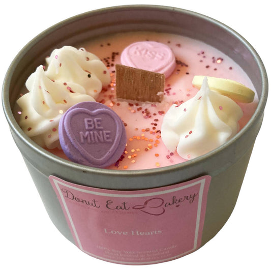 Love Hearts Scented Wood Wick Candle