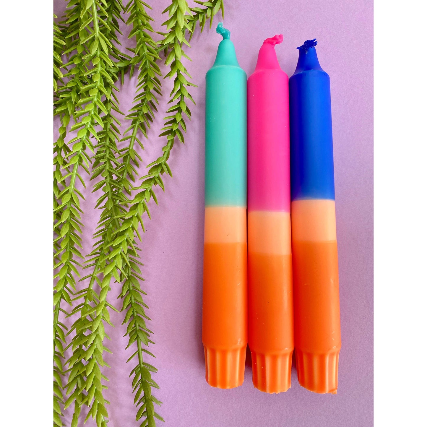 MIAMI BRIGHTS - Dip Dye Dinner Candle Trio