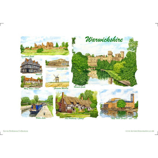 Warwickshire multi image, A4 print