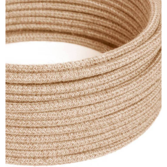 Round Electric Cable - Natural Jute Linen