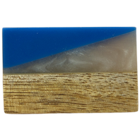 Wooden Door Knob With Blue Resin