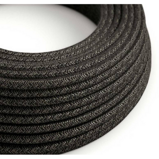 Round Electric Cable - Anthracite Linen