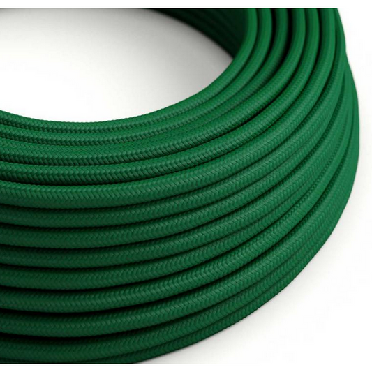 Round Electric Cable - Dark Green Rayon