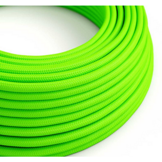 Round Electric Cable - Fluorescent Green Rayon
