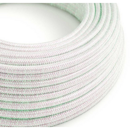 Round Electric Cable - Glittering White & Pink Rayon