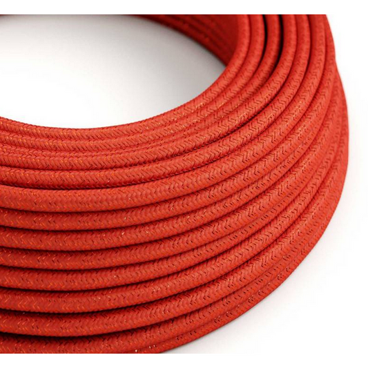 Round Electric Cable - Glittering Red Rayon