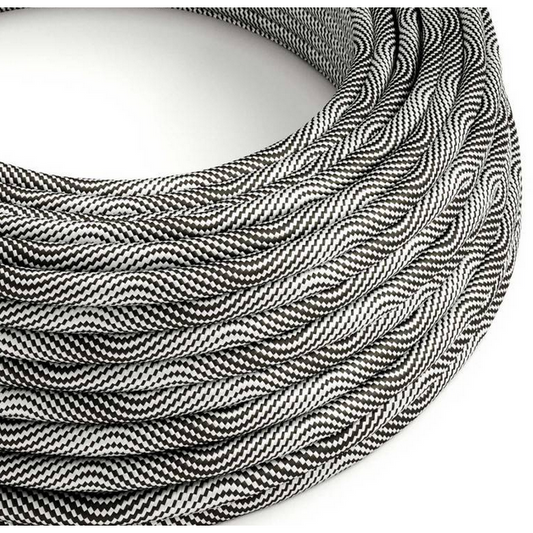 Round Electric Cable - Optical Black & Silver Rayon